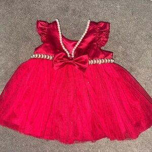 Charming Kids Formal Dress with Bow and Pearl Accents